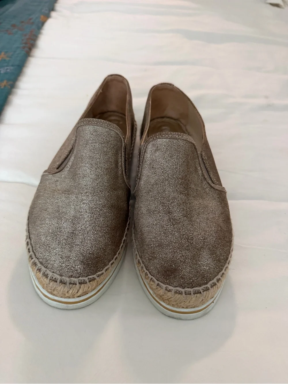 Jimmy Choo Metallic Taupe Slip-On Espadrilles